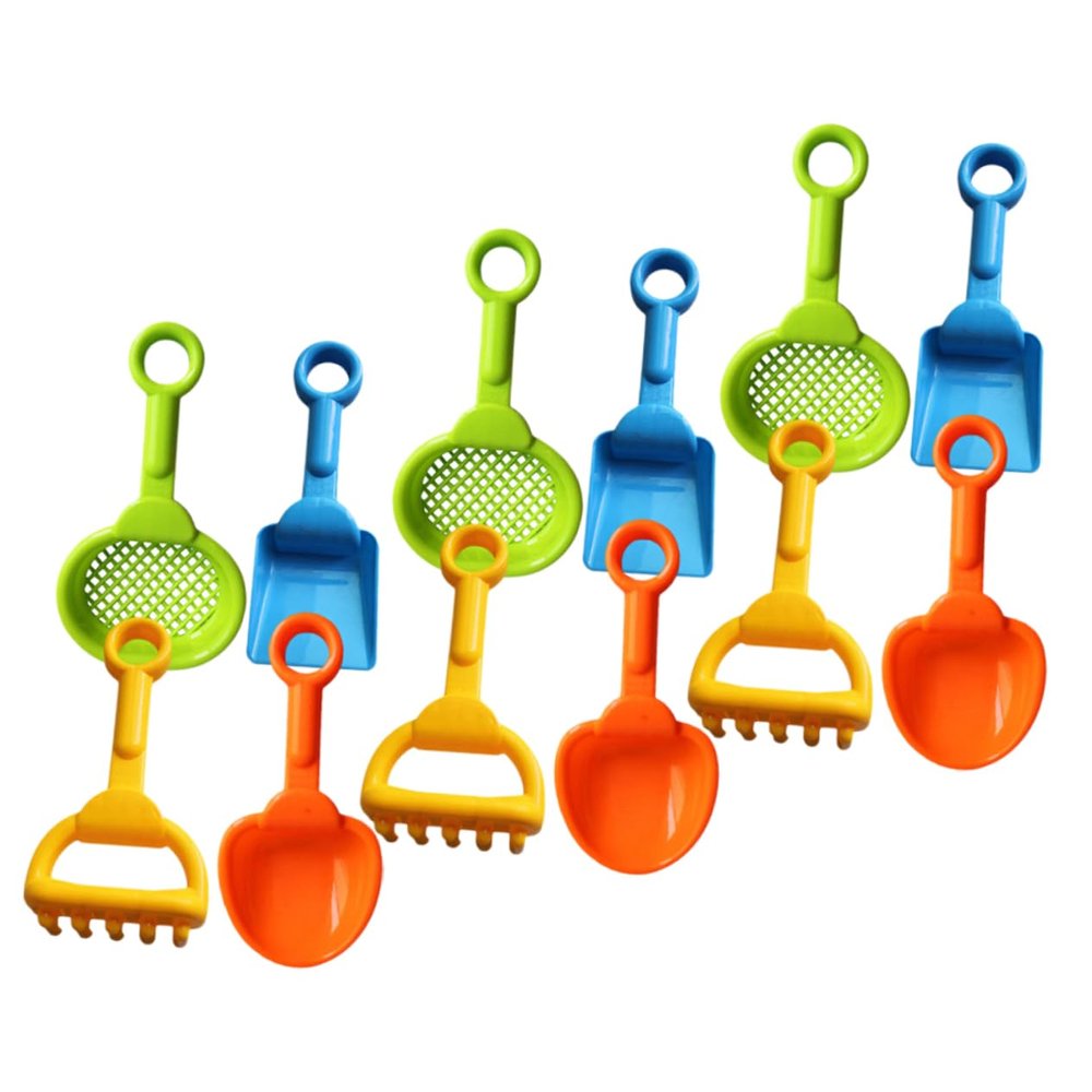 Abaodam Beach Sand with Plastic Shovels Rakes Sifters for Digging Outdoor Sandbox Garden Play Safe for Boys Fun Random Color