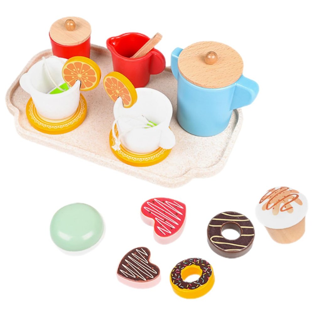 Beaupretty Wooden Pretend Play Afternoon Tea for Realistic Lightweight Teapot Educational Simulation for Tea Party and Role Play