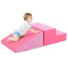Costzon Climbing Toys for Toddlers, Soft Play Set for Crawling, Climbing, Sliding, Indoor Active Play, 2 PCS Foam Climbing Blocks for Infants Baby Kids (Rose Red) view 1