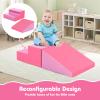 Costzon Climbing Toys for Toddlers, Soft Play Set for Crawling, Climbing, Sliding, Indoor Active Play, 2 PCS Foam Climbing Blocks for Infants Baby Kids (Rose Red) view 2