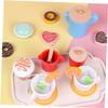 LIOOBO Wooden Pretend Play Tea Party for Realistic Miniature Afternoon Tea with Dessert Cake Educational Role Play view 2