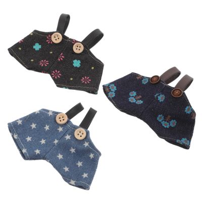 KOMBIUDA 3pcs Doll Overalls Plush Bear Accessories Soft Denim DIY Clothes for Stuffed Animals Dress Up Outfits Compatible with Multiple Doll