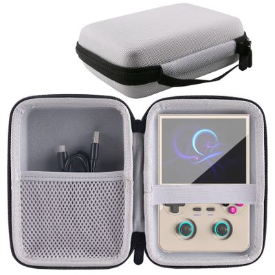 WERJIA Hard Carrying Case Compatible with RG447V/RG DS/ XF40H Handheld Game Console, Mesh Pocket fits Cable, SD Card (Grey)