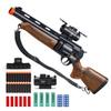 Foam Gun Revolver 2 in 1 Shotgun with 4X Scope Soft Foam Blaster Set Gift for Christmas Birthday with 60 Bullets 15 Shells Soft Bullet Revolver Foam Dart Pistol for Age 14+ (Brown) view 1