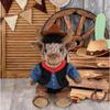 DolliBu Sitting Buffalo Stuffed Animal Cowboy Plush with Name Personalization - Western-Themed Buffalo Plush with Cute Cowboy Costume Denim Shirt Vest, Bandana, Leather Pants, and Hat - 8.5 Inches view 2