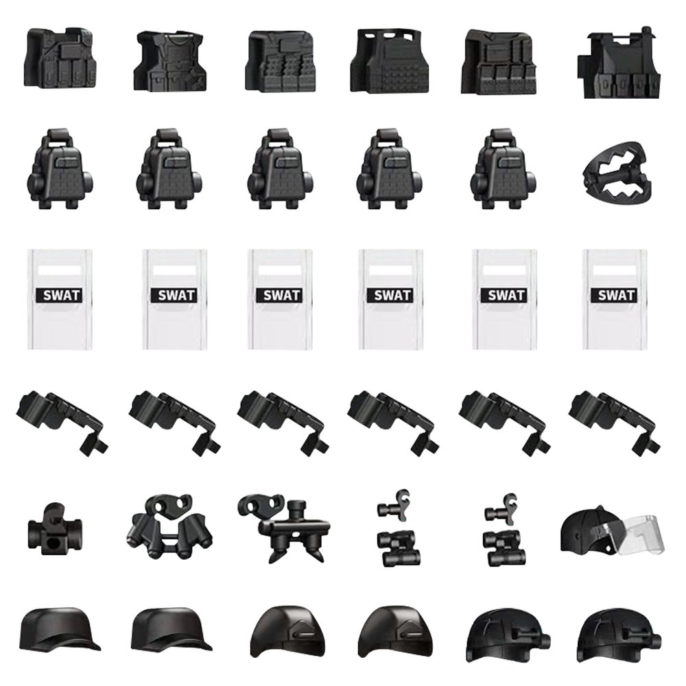 HIMIRICH Military Weapons Pack, Classic Building Block Military Toy Accessories Hat, 36 Piece Army Figure Accessory Combo, Compatible with Major Brands