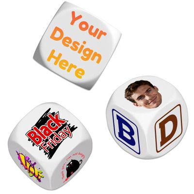 5-100Pcs Custom Dice with Logo, 30mm Personalized Blank Decision Dice with Text or Photo, Funny Gift for Women Men | Anniversary, Birthday, Wedding, Christmas, Party