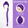 ONLOOKERS 23/35 Inches Long Purple Braided Wig, Girls Anime Cosplay Hair Extensions for Halloween Costume Party (Purple, 35 Inch) view 3