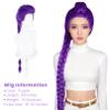 ONLOOKERS 23/35 Inches Long Purple Braided Wig, Girls Anime Cosplay Hair Extensions for Halloween Costume Party (Purple, 35 Inch) view 4