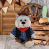 DolliBu Sitting Wolf Stuffed Animal Cowboy Plush with Name Personalization - Western-Themed Wolf Plush with Cute Cowboy Costume Denim Shirt Vest, Bandana, Leather Pants, and Hat - 9 Inches view 2