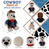 DolliBu Sitting Wolf Stuffed Animal Cowboy Plush with Name Personalization - Western-Themed Wolf Plush with Cute Cowboy Costume Denim Shirt Vest, Bandana, Leather Pants, and Hat - 9 Inches view 4