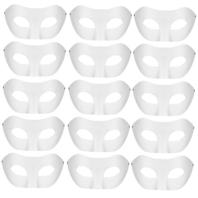 Beaupretty 15pcs Paintable Paper Masks Blank White Half Face DIY Masquerade Party Props for Halloween Mardi Gras Crafts and Art Projects Versatile for Costume Balls and Cosplay Events