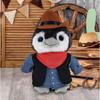 DolliBu Grey Penguin Stuffed Animal Cowboy Plush with Name Personalization - Western-Themed Penguin Plush with Cute Cowboy Costume Denim Shirt Vest, Bandana, Leather Pants, and Hat - 9 Inches view 2