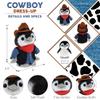 DolliBu Grey Penguin Stuffed Animal Cowboy Plush with Name Personalization - Western-Themed Penguin Plush with Cute Cowboy Costume Denim Shirt Vest, Bandana, Leather Pants, and Hat - 9 Inches view 4