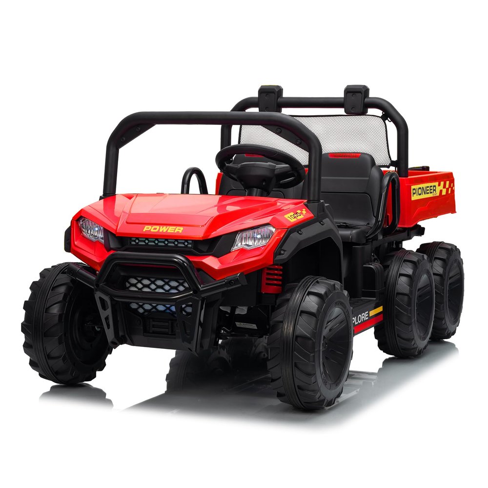 24V 4WD Electric Ride-on Dump Truck for Kids, 2-Seater with Parental Remote Control, 3 Speeds, All-Terrain Off-Road Toy Car for Boys Girls, Red