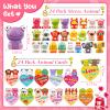 24 Pack Valentines Day Gifts for Kids Animal Squishy Toys, Valentines Cards for Kids Classroom with Stress Relief Toys Exchange Gifts for Boys Girls School Classroom Party Favors Goodie Bag Stuffers view 2