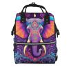 Qewfoju Elephant in Tribal Style Pattern Diaper Bag Backpack Multifunctional Baby Bags for Baby Girls & Boys Large Capacity Travel Diaper Bags for Moms and Dads view 1
