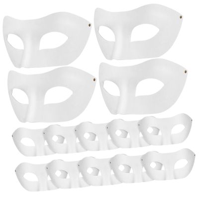 Abaodam 15pcs Paintable Paper Pulp Masks Bulk for DIY Masquerade Party Crafts Blank Half Face White Masks for Art Projects Lightweight Comfortable Design for Halloween Mardi Gras