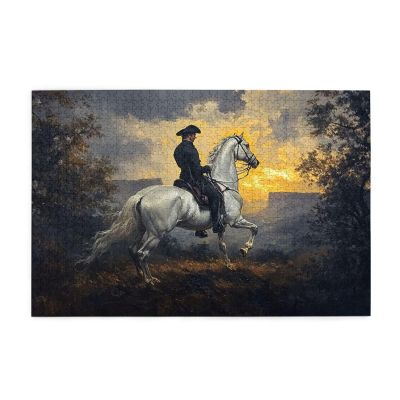 BEAROWL White Horse Knight Wooden Jigsaw Puzzle, 1000 PcsGazing Upon The Sunset SceneWonderful ImaginationEntertainment Games for Adults to Relieve Work PressureExercise Your Hands-On Skills