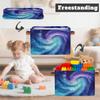 Myfsucce Foldable Fabric Storage Bins 2 Pc Set, Bluepurple Galaxy Polyester Canvas Closet Storage Bins with Handles, 15x11x9.5 Inches view 3