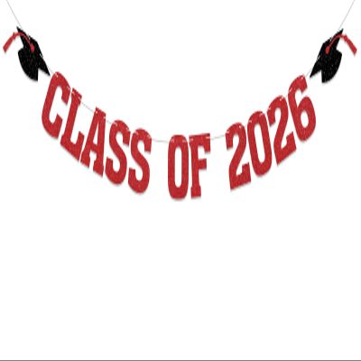 2026 Graduation Decorations - Red Glitter Class of 2026 Banner, We are So Proud of You, Congrats Grad 2026, 2026 Graduation Party Decorations (Pre-Assembly) (Red)