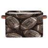 Myfsucce Foldable Fabric Storage Bins 1 Pc, Vintage Footballs Pattern Polyester Canvas Closet Storage Bins with Handles, 15x11x9.5 Inches view 1