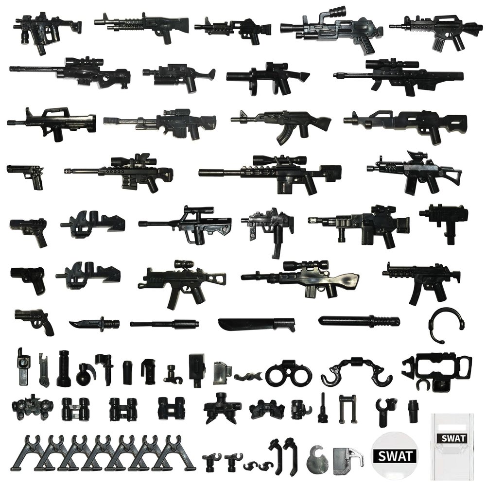 HIMIRICH Military Weapons Pack, Classic Building Block Military Toy Accessories Hat, Piece Army Figure Accessory Combo, Compatible with Major Brands