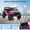 12V Ride on Car for 3+, Kids Electric Vehicles with Remote Control Riding Toy Extra Wide Seat and Legroom for Toddlers with Safety Belt, 3 Speeds, LED Light, Music, USB for Children 3-6 Years,Pink view 4