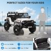12V Ride on Car for 3+, Kids Electric Vehicles with Remote Control Riding Toy Extra Wide Seat and Legroom for Toddlers with Safety Belt, 3 Speeds, LED Light, Music, USB for Children 3-6 Years, White view 4