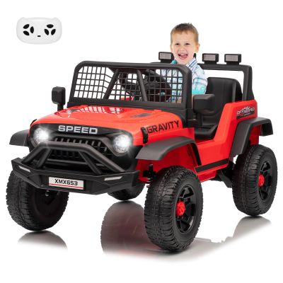 12V Ride on Car for 3+, Kids Electric Vehicles with Remote Control Riding Toy Extra Wide Seat and Legroom for Toddlers with Safety Belt, 3 Speeds, LED Light, Music, USB for Children 3-6 Years,Red