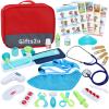 Gifts2U Kids First-Aid Kit Toy, 28-Piece Pretend Play Doctors Kit for Kids with Real Stethoscope and Storage Bag, Educational Medical Set Realistic Role Play Toy, Doctor Gift for Girls Boys Ages 3+ view 1