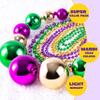 Cunno 60 Pcs 41" Jumbo Mardi Gras Beads Necklaces Bulk Gold Green Purple Plastic Disco Ball Beaded Necklace Carnival Costume Jewelry Mardi Gras Accessories for Carnival Parade Masquerade Party Throw view 3