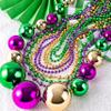 Cunno 60 Pcs 41" Jumbo Mardi Gras Beads Necklaces Bulk Gold Green Purple Plastic Disco Ball Beaded Necklace Carnival Costume Jewelry Mardi Gras Accessories for Carnival Parade Masquerade Party Throw view 4