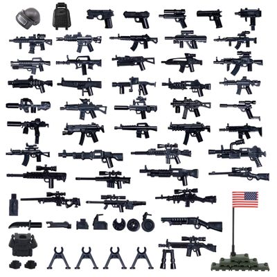 HIMIRICH U.S. Second Edition Military Weapons Pack, Military Toy Gun Set for Classic Building Blocks, 50+ Pieces WW2 Army Accessory Combination, Compatible with Major Brands