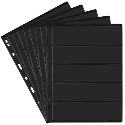 5 Sheets 10 Pages Postage Stamp Album Pages, 5 Pockets 7.7x 1.97in Stamp Collection Inserts, 9 Hole Standard Stamp Collecting Album Sleeves for Stamp Collection Binder IS010505