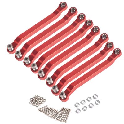 8PCS RC Chassis Rod Metal Suspension Link Mount Set, Compatible with 1/16 WPL C14 C24 and 1/12 MN D90 D91 MN40 MN45 MN96 MN99 MN99s RC Car Upgrades (RED)