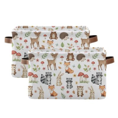 Emelivor Cute Animals Storage Basket Bins Foldable Baskets Organization with Handles Laundry Hamper for Bedroom Office Clothes Pet Living Room,2 pcs