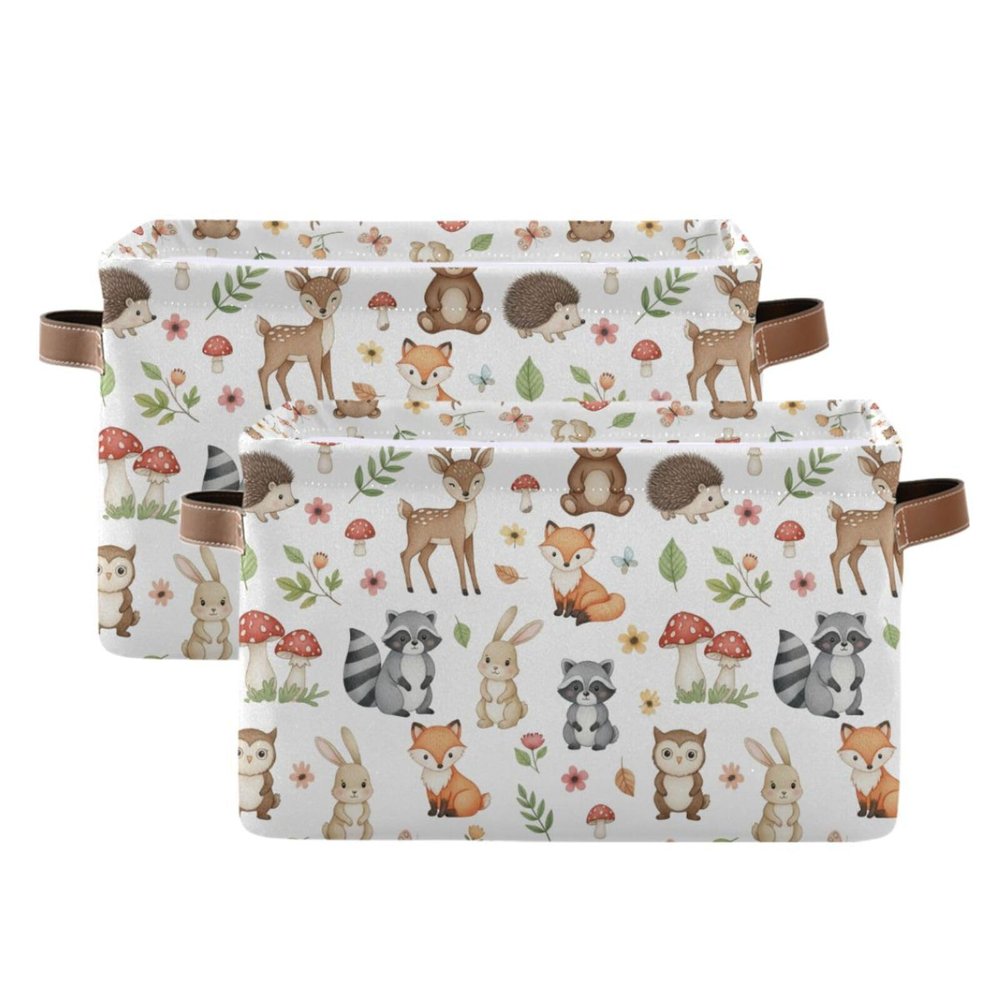 Emelivor Cute Animals Storage Basket Bins Foldable Baskets Organization with Handles Laundry Hamper for Bedroom Office Clothes Pet Living Room,2 pcs