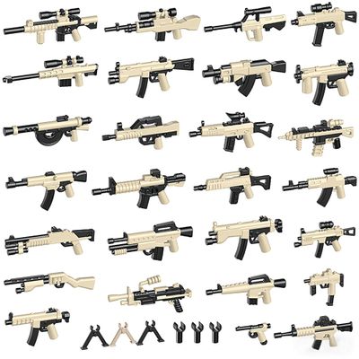 HIMIRICH Military Weapons Pack Accessories Kits Toys, Army Equipment Gear WW2 Guns for Boys 6+, Compatible with Mini Figure of Major Brand(Two-Tone Weapon Pack-Yellowish Black)