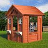 Kids Outdoor Playhouse with Door & 2 Windows - Wooden Backyard Play House for Ages 3-8 - 42L x 46W x 55H - Easy Assembly & Flower Planter view 1