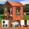Kids Outdoor Playhouse with Door & 2 Windows - Wooden Backyard Play House for Ages 3-8 - 42L x 46W x 55H - Easy Assembly & Flower Planter view 3