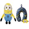 (2 Pack) 8" Minions Stuffed Animals Plush Toys (Bob) + Travel Neck Pillow with Eye Mask for Airplane Car and Home view 1