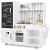 CHEFJOY Kids Play Kitchen, Wooden Kids Pretend Cooking Toy w/Microwave, Easy Bake Oven, Water Dispenser, Chalkboard&Cooking Accessories, Toddler Kitchen Playset Toys for Girls & Boys (White + Golden) view 1