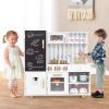 CHEFJOY Kids Play Kitchen, Wooden Kids Pretend Cooking Toy w/Microwave, Easy Bake Oven, Water Dispenser, Chalkboard&Cooking Accessories, Toddler Kitchen Playset Toys for Girls & Boys (White + Golden) view 2