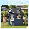 Segmart Outdoor Kids Playhouse, Modern Fir Wood Indoor/Outdoor Play House for Ages 38 with Play Kitchen, Sink, Stove, Cookware, Chalkboard, Flowerpot Holders & Working Doorbell (Blue) view 3
