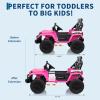 24V Ride on Toys, 2 Seater Kids Ride on Truck Car, Parent Remote Control, 4WD 800w Motor, 3 Adjustable Speeds, Built-in Music Player, Kids Electric Ride on Toys with Easy Assembly, Pink view 2