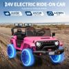 24V Ride on Toys, 2 Seater Kids Ride on Truck Car, Parent Remote Control, 4WD 800w Motor, 3 Adjustable Speeds, Built-in Music Player, Kids Electric Ride on Toys with Easy Assembly, Pink view 3