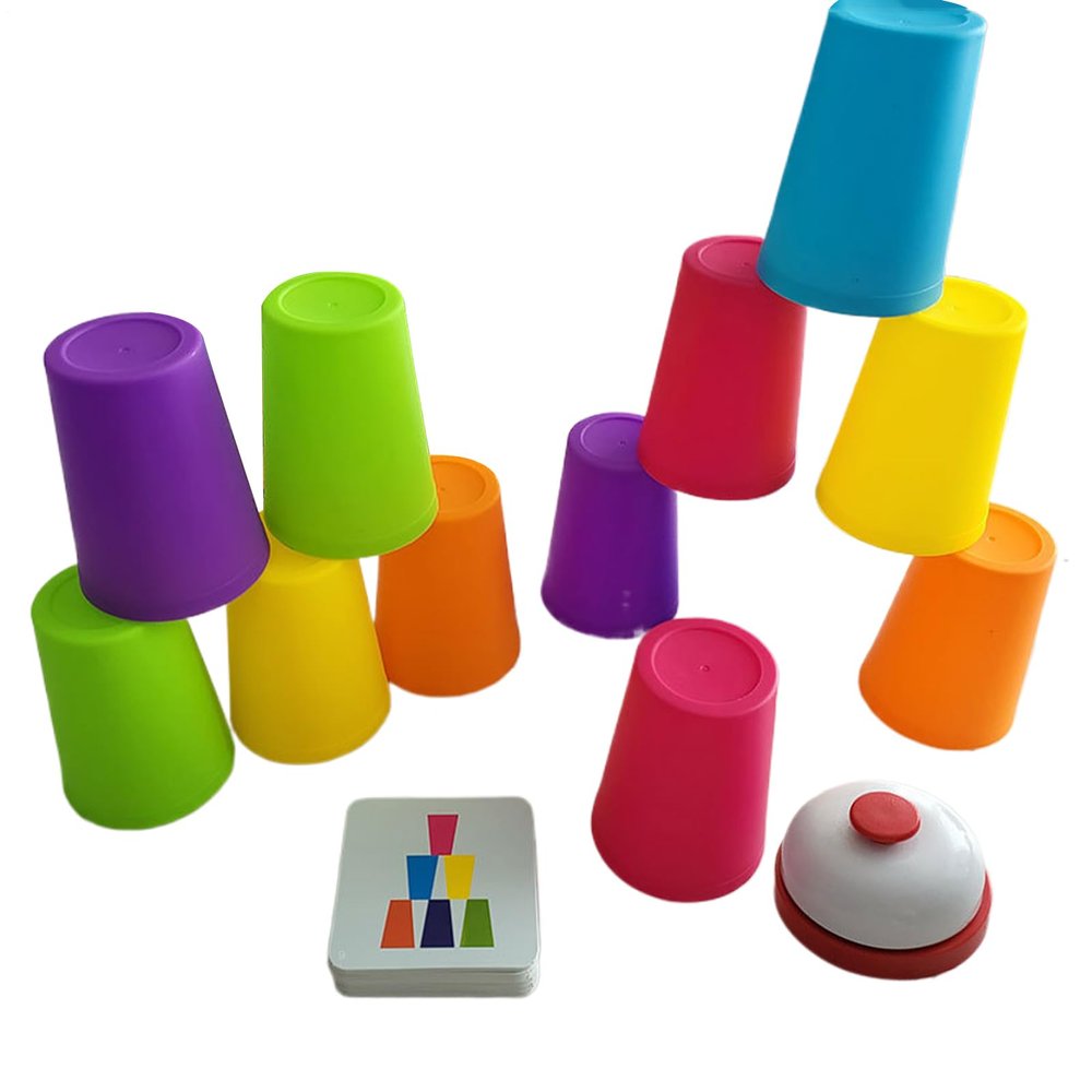Cup Stacking Game Educational Fun Nesting Cups, Quick Stack Challenge Set, Portable Learning Toy, Develops Fine Motor Skills, Hand-Eye Coordination for Kids, Classroom, Healing