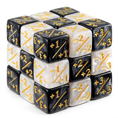 24 Pcs Token Dice Counter 1/+1 MTG Counter Dice D6 Plus and Minus Dices Kit Acrylic Board Game MTG Accessories for M-TG CCG Card Gaming (White&Black)