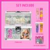 Barbie Beauty Mini Train Case Set Includes Lip Gloss Tube, Lip Balm, Lip Gloss Compact for Girls Party Sleepovers by Townley Girl view 2